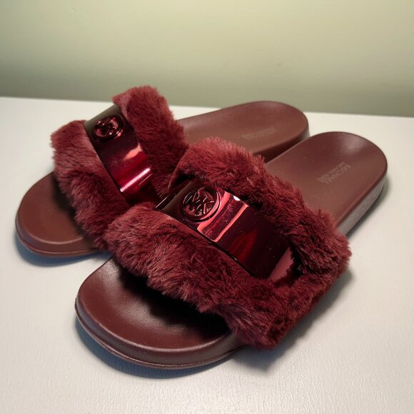 Michael Kors Jett Faux Fur Sandal Slides - Picture 1 of 8
